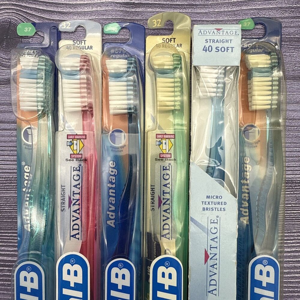 6 LOT Vintage 2002 Oral-B Advantage Toothbrush Soft Regular 40 Power Tip Bristle